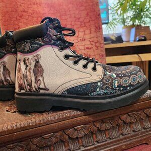 Teehobbies Custom Weimaraner Mandala Combat Boots Men's Women's US 7.5M EU 40.5